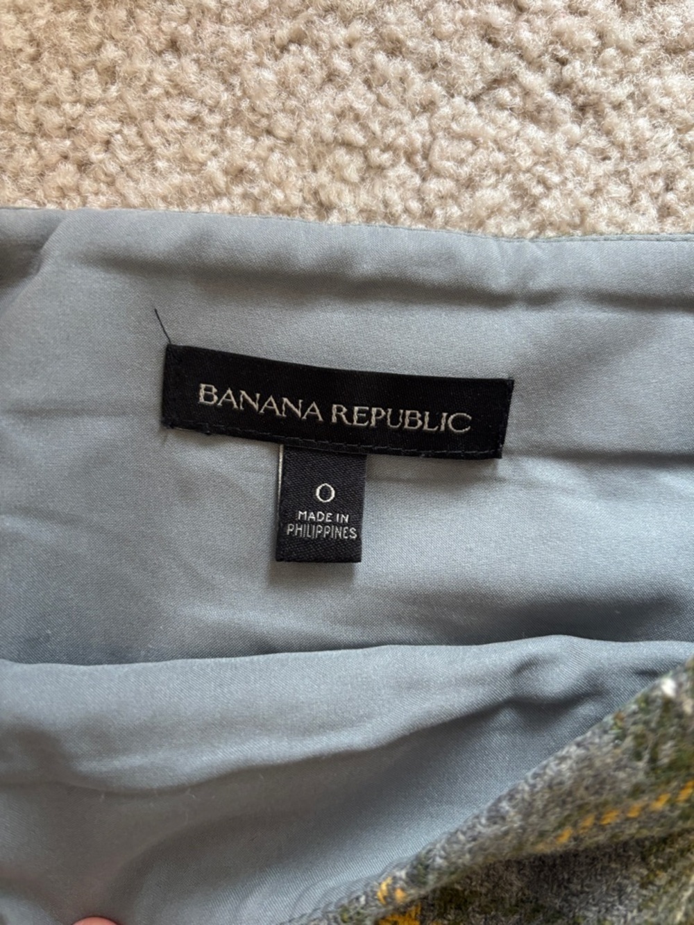 Banana Republic Gray Mini Skirt with Green & Yellow Plaid Panel - Picture 2 of 5